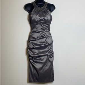 Metallic Cache Dress Beaded